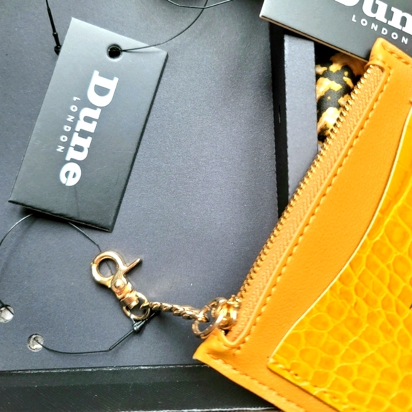 NWT Dune London Sartell Mustard Snake Card Holder Coin Purse Scarf Set - Picture 10 of 11
